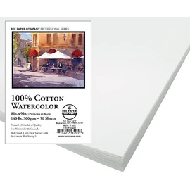 Bee Paper 100% Rag 140# Cold Press Watercolor Paper Pack, 6-Inch by 9-Inch, 50 Sheets per Pack (1153P50-609)