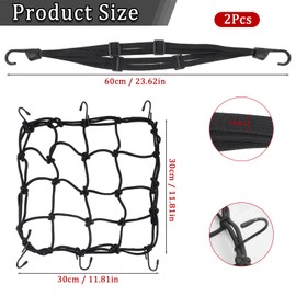 2PCS Motorcycle Cargo Net, Durable Motorcycle Luggage Straps with Hooks, Heavy-Duty Tie-Downs for Helmets and Gear, Adjustable Bike Rack Straps for Transport