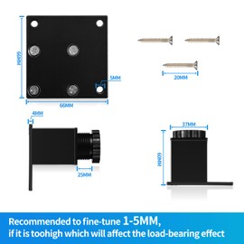 Niviy Pack of 8 Furniture Legs 60 mm Adjustable Furniture Feet, Metal Aluminium Cabinet Feet, Sofa Replacement Support Feet Legs for Furniture Table Chair Desk Kitchen Cabinet Cabinets Black Square