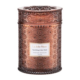 LA JOLIE MUSE Sparkling Cider Mule Candle – Apple Cider, Orange & Amber | 19 oz Festive Fall Candle | Wooden Wick | Clean Burn & Vibrant Scent | Fun Gift for Hosts & Fall Tablescapes
