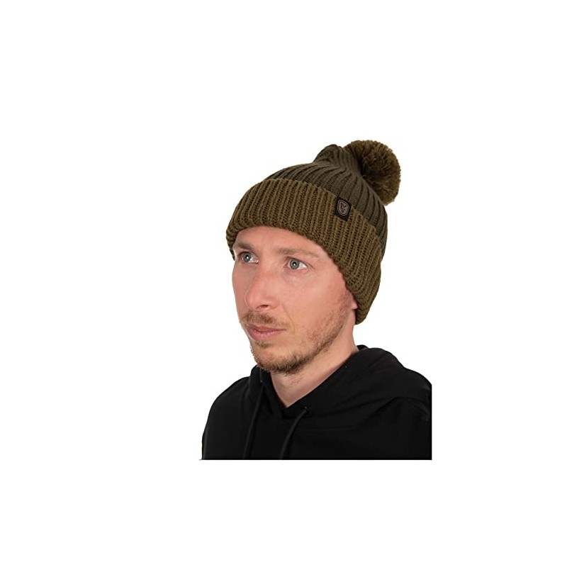 FOX Heavy Knit Bobble Fishing Hat, olive green