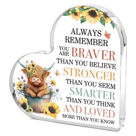 Inspirational Highland Cow Acrylic Desk Decor, Motivational Gift for Women