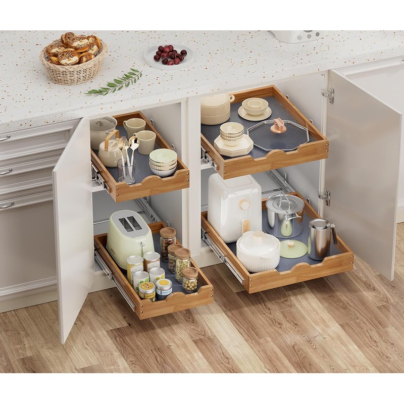 OCG Pull Out Drawers For Cabinets, Slide out Wood Drawer