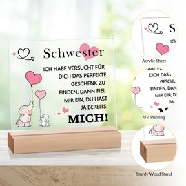PRSTENLY Schwester Geschenke Geburtstag, Schwester Geschenke Acryl Dekor Geschenk für Frauen, Geburtstagsgeschenke für Schwester Weihnachtsgeschenke Hochzeit Geschenke Beste Freundin Freundschaft