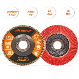 COSPOF Flap Wheels, Flap Discs 80 Grit, Ceramic Grinding Discs 115mm, 4-1/2 x 7/8 Inch Work with Universal Angle Grinders, Suitable for Metal Sanding Grinding and Conditioning, Type29, 10 Pack.