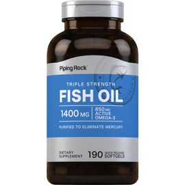 Piping Rock Fish Oil Omega 3 Supplement | 1400 mg | 190 Softgels | for Women and Men | Triple Strength | with EPA & DHA | Non-GMO & Gluten Free