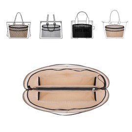 ZTUJO Purse Organizer Insert For Handbags,Mesh Bag Organizer Insert With Zipper Bag Tote Shaper Fit Speedy Neverful PM MM le Pliage,Light Weights (Beige, Large)