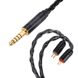 Alphatec 4.4mm to 2Pin (0.78mm) IEM Cable, 8 Core OCC Silver Plated HiFi Earphone Cable, Ultra Soft Headphone Cable, In-Ear Monitor Cable, 1.3m Black