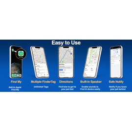 PawsPath Pet GPS Tracker Collar, Unlimited Range Waterproof Cat Dog Anti-Lost Device Smart Locator Tracking GPS Pet Tracker Collar for Apple iOS FindMy (Black, Large)