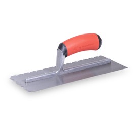 MARSHALLTOWN QLT Notched Trowels - Riveted (11 x 4-1/2), Soft Grip Handle, Flat-V Notch, 6mm Y-Notch, 4.5mm X-Notch, 13mm Z-Notch, Made In The USA, NT754SG