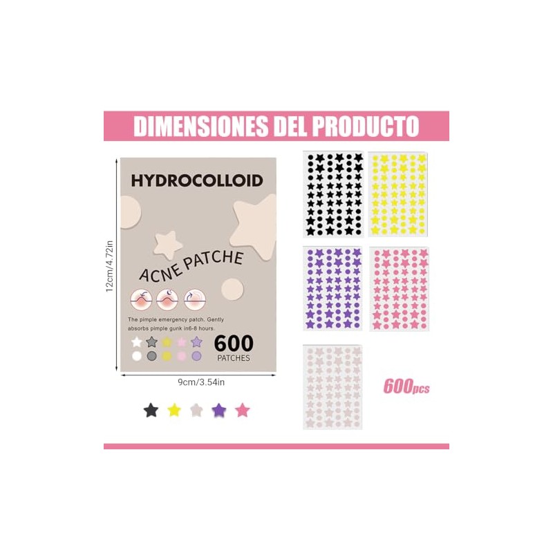 Parches para Acne, 600 PCS Parches para Granos de Estrella.