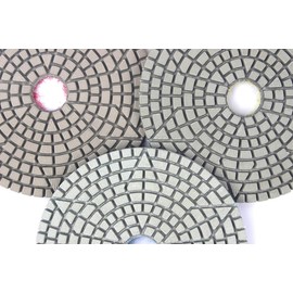 4" Flexible 3 Step Diamond Polishing Pads for Granite Marble Quartz Engineered Stone Sanding