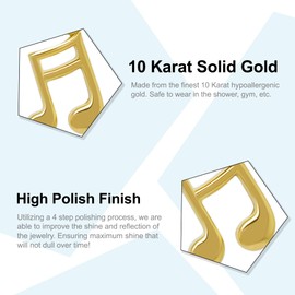 Gold Music Note Charm - 10 Karat Solid Gold - Music Jewelry Necklace Charm - Music Symbol Pendant - Gift For Music Lover (Style 1), Gold, No Gemstone