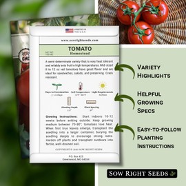 Sow Right Seeds - Homestead Tomato Seeds for Planting - Non-GMO Heirloom Packet with Instructions to Plant a Home Vegetable Garden - Semi Determinate Classic Red Variety - Medium Sized(1)