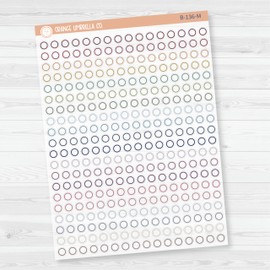 Outline Mini Circle Planner Stickers | Muted Rainbow Clear Matte | B-136-MCM