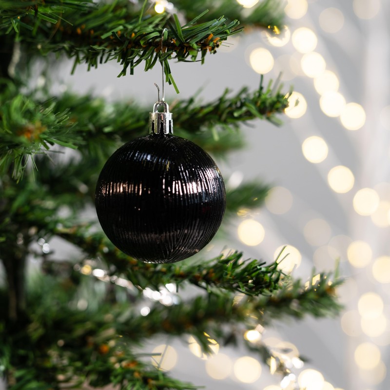 Plastic Christmas Baubles Black 2 Sets - 68 Pieces Diameter