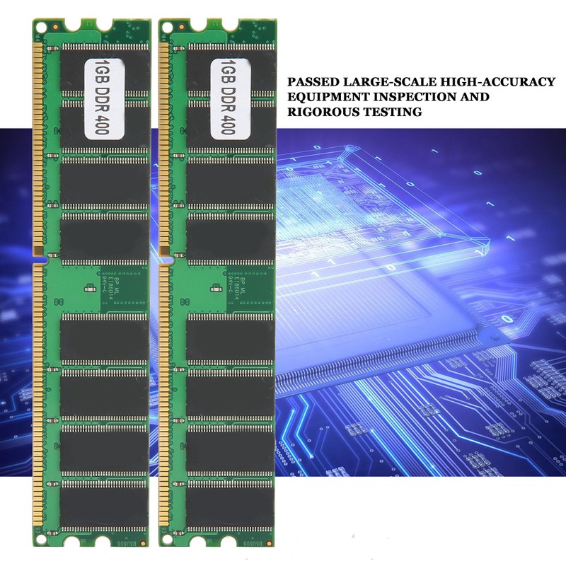 2Pcs Memory Module Desktop Computer Double‑Sided 16‑Grain DDR 1GB 400MHZ