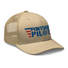 Generic Pontoon Boat Pilot Funny Pontoon Boating Captain Trucker Cap Hat Khaki
