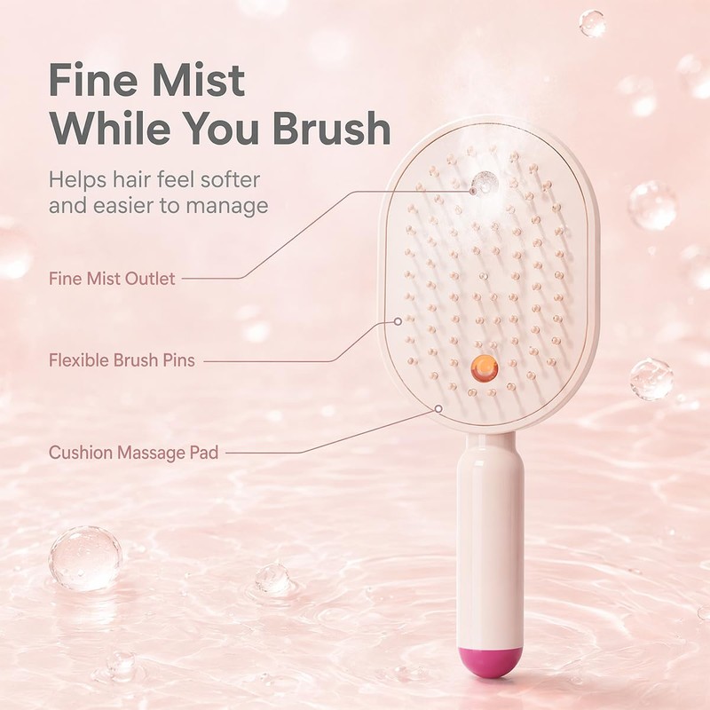 2026 New Electric Spray Air Cushion Massage Comb (Pink)