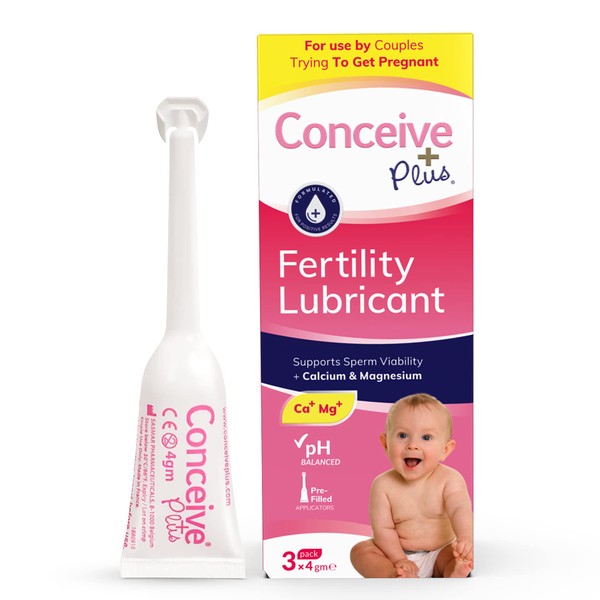 Conceive Plus Fertility Lubricant Travel Size Lube with Calcium + Magnesium Ions - Use When Trying to Conceive - Vaginal Moisturizer (3 x 4g Pre-Filled Applicators)