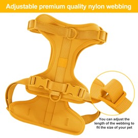 No Pull Lightweight Dog Harness: Adjustable Durable Breathable Mesh Pet Vest Harness with Soft and Comfortable Cushion, Easy to Clean, for Small Medium Large Dogs (Medium, Daylily Yellow)