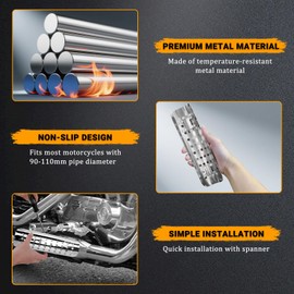 AICARS Universal Motorcycle Eexhaust Heat Shield, Metal Shield Intake Baffle Cover with 90-110mm Clamps (Silver)