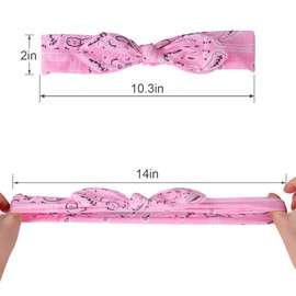 10 Pcs Bandanas Headband for Women, Retro Print Knot Paisley Bandana Rabbit Ear Boho Vintage Bow Headband Turban Headwraps Elastic Hair Band Cute Hair Accessories for Women Girls