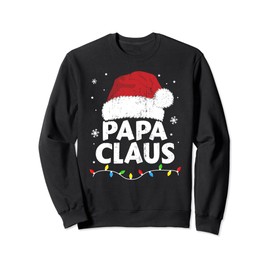 Papa grandpa claus christmas lights matching family pajama Sweatshirt