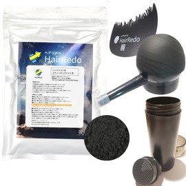 Hair Redo Hair Enhancement Powder, Large 3.7 oz (105 g), Refill, Thin Hair, Scalp, Hairline, Hair Foundation, Natural Plants, Unisex (Hair Redo + Refill Container + Applicator Pump + Hairline Comb, Black)