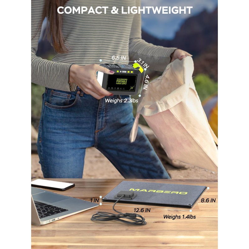 MARBERO 88.8Wh Solar Generator with 21W Solar Panel Included Portable