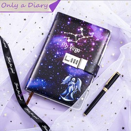 Dzhzal Diary with Lock, Starry Sky Journal for Boys Girls Women Lockable Leather Constellation Diary with Gifts Box, Personal Secret Locking Refillable A5 Notebooks 8.5 X 5.9"