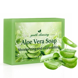 4-in-1 Aloe Vera Soap - Natural Soap Bar for Face, Body, Hands, and Hair - Handmade Moisturising Soap Bar for Sensitive Skin - Gentle Cleansing Soap Bar for Oil & Dryness - Vegan & Cruelty-Free