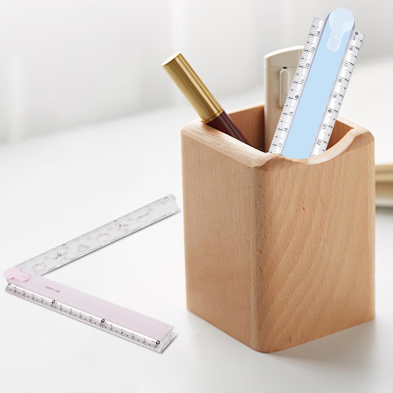 2 Packs Foldable Ruler 30cm Folding Ruler Plastic Transparent Folding