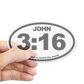 CafePress John 3:16 Oval Oval Sticker Oval Bumper Sticker, Euro Oval Car Decal