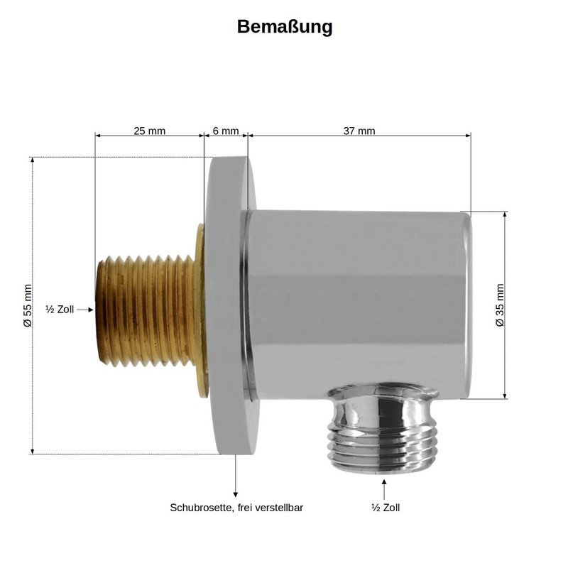 Daloual - 1 x Design Wall Connection Elbow with Rosette
