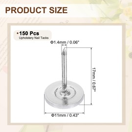 uxcell 150Pcs Upholstery Tacks, 11mmx17mm Flat Head Thumb Tack Decorative Furniture Nails Push Pins for Furniture Sofa Headboards, White