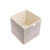Foldable Fabric Storage Cube Bin with Metal Handles, Gray
