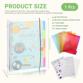 Huakaile Blank Recipe Book to Write in Your Own Recipes, 8.4" x 10.8" Removable Recipe Binder with Waterproof Cover, Dividers & Sticker, Family Recipe Notebook Journal Hold 160 Recipes (Light Blue)