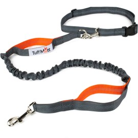 Tuff Mutt - Hands Free Dog Leash for Running, Walking, Hiking, Durable Dual-Handle Bungee Leash, Reflective Stitching, 4-Foot Long, Adjustable Waist Belt (Fits up to 42" waist)