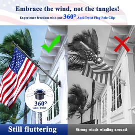 PHITRIC Flag Pole Kit with 3x5 American Flag, Tangle Free Spinning Stainless Steel Rustproof Flagpole for 3x5 Sports Fan Outdoor Flags for Outside House (Black, 5FT, with Bracket)