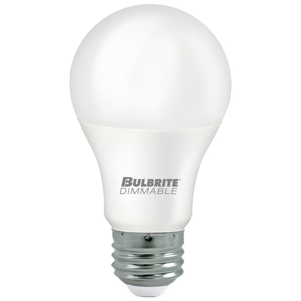 Bulbrite 774238, 9 Watt Omni Directional LED Light Bulb, Frost Finish, A19 60 Watt Equivalent, Premium Dimmable, 2700K E26 Base 120V