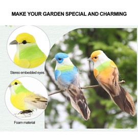 12PCS Artificial Birds, Artificial Foam Feather Birds Bird Figurine Bird Ornaments Feathered Bird Clips Decorative Birds for Christmas Outdoor Decor