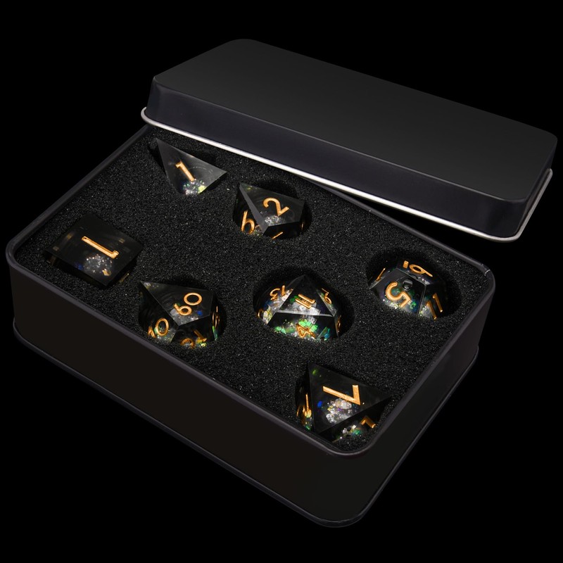 SIQUK 7-Piece Dice Set Polyhedral Dice Liquid Core Dice D4
