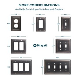 Mrayaki Wall Plate, Light Switch Cover, Metal Outlet Covers - Decorative Satin Nickel Zinc Alloy Outlet Cover Plate Variety of 7 Styles: Toggle/Combo (1 Gang Decorator 2 Pack, Oil Rubbed Bronze)