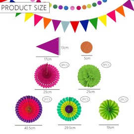 1pc Colorful Paper Fan Decoration Set, Carnival Party Decoration Set, Hanging Multicolored Paper Fans, Summer Party Decorations For Birthday Celebration, Wedding, Prom