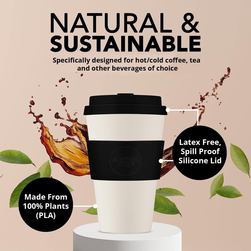 Ecoffee Cup 814 026 Reusable Eco Friendly Cup Saucer 400ml