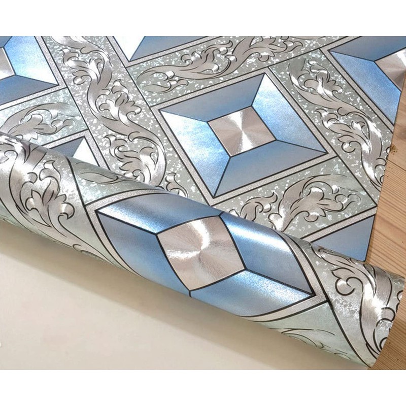 QIHANG Silver Foil Mosaic Square Lattice Background Flicker Wallpaper Gold