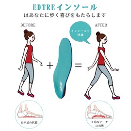 EDTRE Insole, Arch Support, 1.2 inches (3.0 cm), Shock Absorption, U-Shaped Heel, Firm Type, Deodorizing, For Walking, Sports, Standing Work, Unisex, Size Adjustable, F (10.2 inches (26.0 cm)