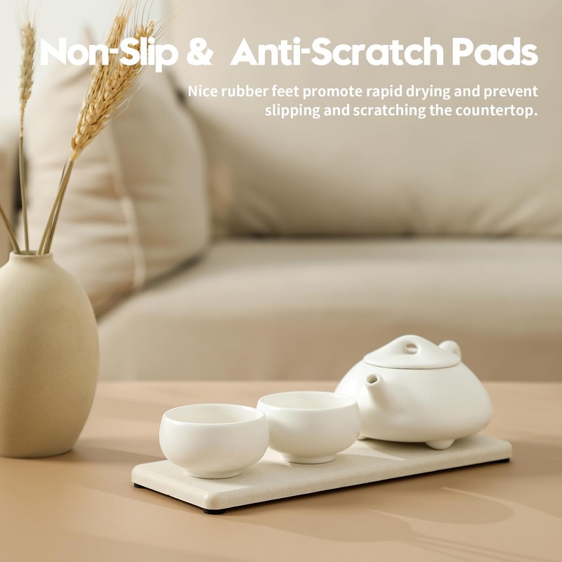 2PCS Bathroom Sink Vanity Trays, Water Absorbing Diatomite Stone Drying