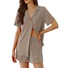 Ekouaer Pajamas 2 Piece Lounge Sets Ribbed Knit Sleepwear Button